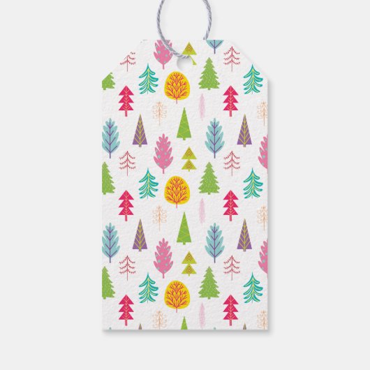 Colorful Whimsical-kerstbomen Cadeaulabel (Achterkant)