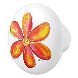 Colorful Whimsical Oranje en Geel Keramische Knop