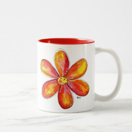 Colorful Whimsical Oranje en Geel Tweekleurige Koffiemok