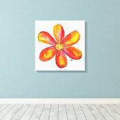 Colorful Whimsical Oranje en Yellow Flower Canvas Afdruk (Insitu (Houten vloer))