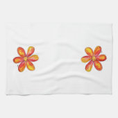 Colorful Whimsical Oranje en Yellow Flower Theedoek (Horizontaal)