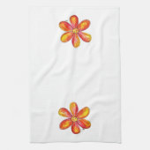 Colorful Whimsical Oranje en Yellow Flower Theedoek (Verticaal)