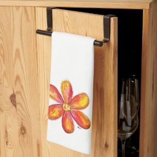 Colorful Whimsical Oranje en Yellow Flower Theedoek