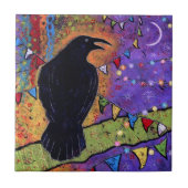 Colorful Whimsical Raven Laughing Tegeltje (Voorkant)