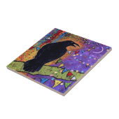Colorful Whimsical Raven Laughing Tegeltje (Zijkant)