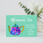 Colorful whimsical theepemanje kaart (Staand voorkant)