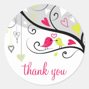 Colorful Whimsical Tortelduifjes Dank u Sticker