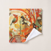 Colorful Whimsical Tropical Bird Bad Handdoek (Wasdoekje)