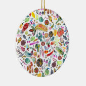 Colorful Whimsical Waterverf Fruits Veggies Keramisch Ornament (Rechts)