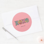Colorful Whimsical "XOXO" Valentine's Day Ronde Sticker (Envelop)