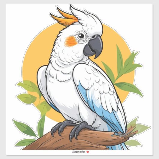 Colorful White Cockatoo Sticker (Vel)