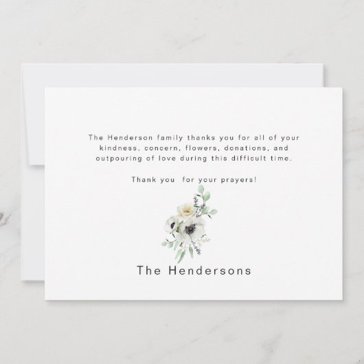 Colorful White Floral Spray Funeral Bedankt (Achterkant)