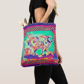 Colorful White Rabbit van Aleta Tote Bag (Dichtbij)