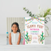 Colorful, Whole Llama Fun, Birthday Foto Kaart (Staand voorkant)