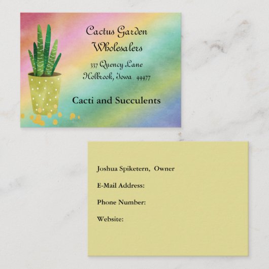Colorful Wholesale Cacti Visitekaartje (Voorkant / Achterkant)