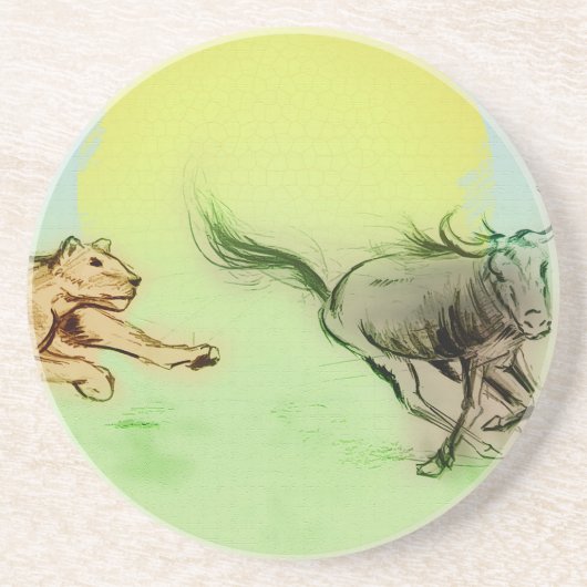 Colorful Wild Animals Chase, SandStone Onderzetter (Voorkant)