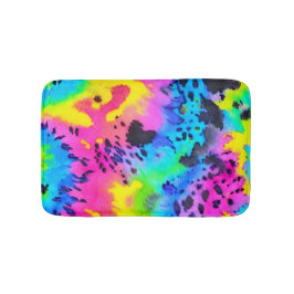 Colorful Wild Cheetah Tye Dye Pattern Badmat