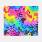 Colorful Wild Cheetah Tye Dye Pattern Fleece Deken (Voorkant (Horizontaal))