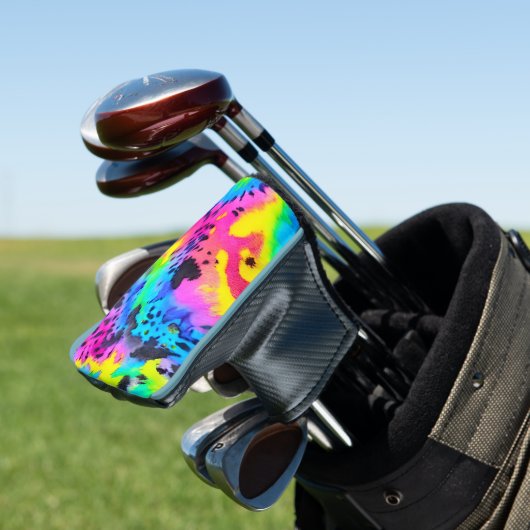 Colorful Wild Cheetah Tye Dye Pattern Golfheadcover (Insitu)