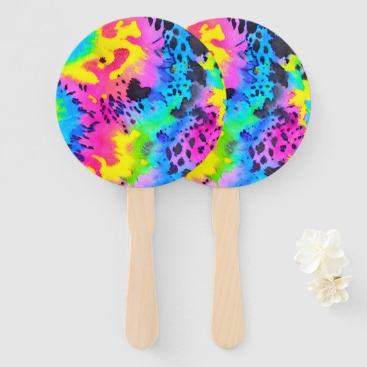 Colorful Wild Cheetah Tye Dye Pattern Handwaaier (Voorkant en achterkant)