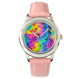 Colorful Wild Cheetah Tye Dye Pattern Horloge
