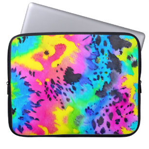 Colorful Wild Cheetah Tye Dye Pattern Laptop Sleeve