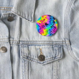 Colorful Wild Cheetah Tye Dye Pattern Ronde Button 5,7 Cm