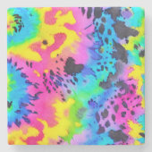 Colorful Wild Cheetah Tye Dye Pattern Stenen Onderzetter (Voorkant)