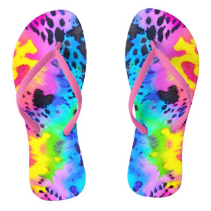 Colorful Wild Cheetah Tye Dye Pattern Teenslippers