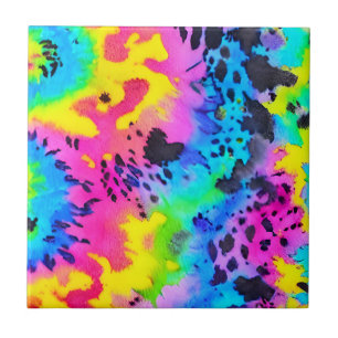 Colorful Wild Cheetah Tye Dye Pattern Tegeltje