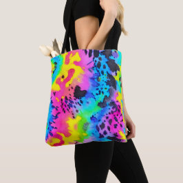 Colorful Wild Cheetah Tye Dye Pattern Tote Bag