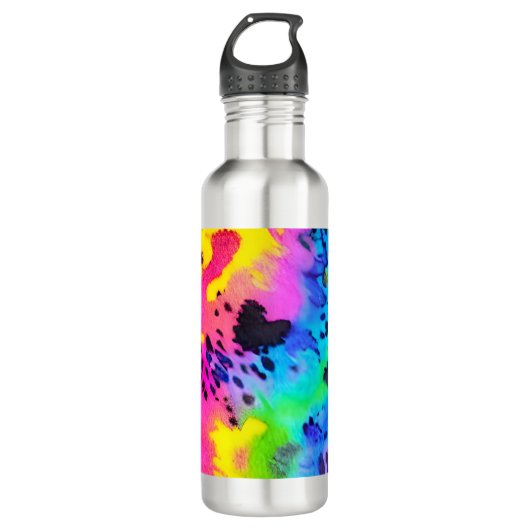 Colorful Wild Cheetah Tye Dye Pattern Waterfles (Voorkant)