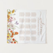 Colorful Wild Flower Country Wedding Seating Chart Wandkleed (Voorkant (horizontaal))