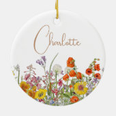 Colorful Wild Flowers Country Botanische Name Keramisch Ornament (Achterkant)