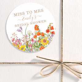 Colorful Wild Flowers country Floral Miss to Mrs. Ronde Sticker