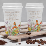 Colorful Wild Flowers Country Floral Vaarwel Miss Papieren Bekers<br><div class="desc">Colorful Wild Flowers Country Wedding Goodbye Miss Hallo Mrs Vrijgezellenfeest Paper Cups zijn landbloemen in oranje, gele, paarse en roze op een witte achtergrond met uw aangepaste informatie. Ideaal voor de speciale Hen-partij, Bachelorette Party, Vrijgezellenfeest, Pamper Party, Bachelorette Weekend en bruiloft met moderne botanische bloemen en elegante scripttypografie. Personaliseer door...</div>