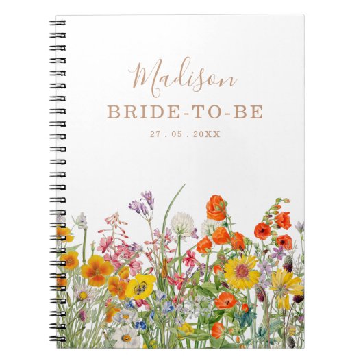 Colorful Wild Flowers Country Personalized Weddens Notitieboek (Voorkant)