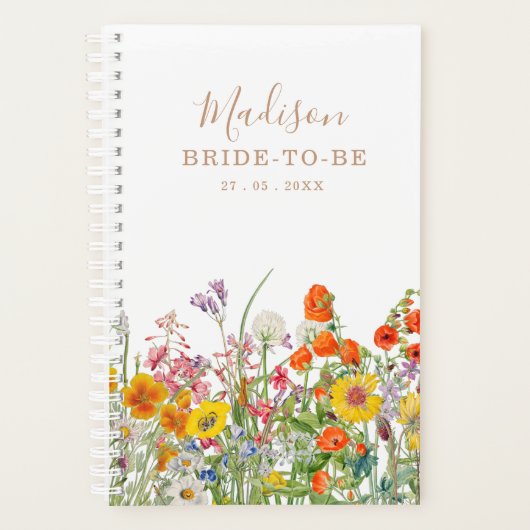 Colorful Wild Flowers Country Personalized Weddens Planner (Voorkant)