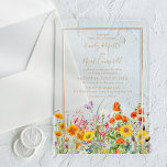 Colorful Wild Flowers Country Weddenschap Acryl Uitnodigingen<br><div class="desc">Kleurrijke Wild Flowers Country Wedding Acryl Invitations beschikt over  landbloemen in sinaasappel,  geel,  paarse en roze op een ondoorzichtige achtergrond met uw Wedding Invitation informatie in het midden. Personaliseer door de tekst in de tekstvakken te bewerken. Ontworpen voor u door Evco Studio www.zazzle.com/store/evcostudio</div>