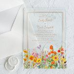 Colorful Wild Flowers Country Weddenschap Acryl Uitnodigingen<br><div class="desc">Kleurrijke Wild Flowers Country Wedding Acryl Invitations beschikt over  landbloemen in sinaasappel,  geel,  paarse en roze op een ondoorzichtige achtergrond met uw Wedding Invitation informatie in het midden. Personaliseer door de tekst in de tekstvakken te bewerken. Ontworpen voor u door Evco Studio www.zazzle.com/store/evcostudio</div>