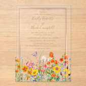 Colorful Wild Flowers Country Weddenschap Acryl Uitnodigingen (Voorkant)