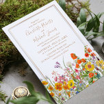Colorful Wild Flowers Country Weddenschap Kaart<br><div class="desc">Colorful Wild Flowers Country Wedding Invitations is voorzien van  landbloemen in oranje,  geel,  paars en roze op een witte achtergrond met je informatie over de uitnodiging tot huwelijk. Personaliseer door de tekst in de tekstvakjes uit te geven. Ontworpen voor u door Evco Studio www.zazzle.com/store/evcostudio</div>