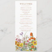Colorful Wild Flowers Country Weddenschap Programmakaart (Voorkant)