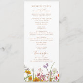 Colorful Wild Flowers Country Weddenschap Programmakaart (Achterkant)