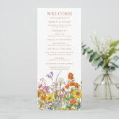 Colorful Wild Flowers Country Weddenschap Programmakaart (Staand voorkant)