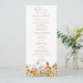 Colorful Wild Flowers Country Weddenschap Programmakaart (Staand voorkant)