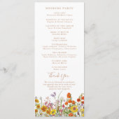 Colorful Wild Flowers Country Weddenschap Programmakaart (Achterkant)