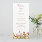 Colorful Wild Flowers Country Weddenschap Programmakaart (Staand voorkant)