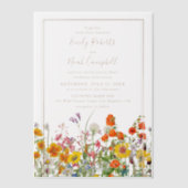 Colorful Wild Flowers Country Weddenschap Vellum Uitnodigingen (Voorkant)
