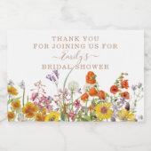 Colorful Wild Flowers Dank u Vrijgezellenfeest Sparkling Wijnetiket (Enkel label)